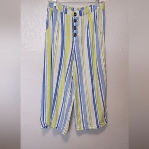 Striped Linen Blend Women's Size Medium Capri Pants